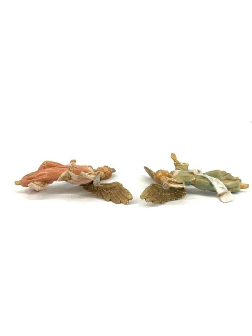 Fontanini Angel Lot of 2 Trumpets 2001 Blue Orange Depose Italy 4.5